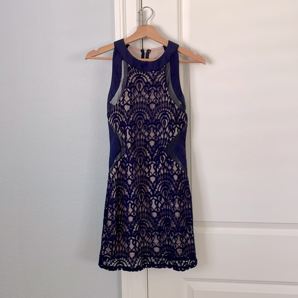 Xenia boutique navy blue lace dress